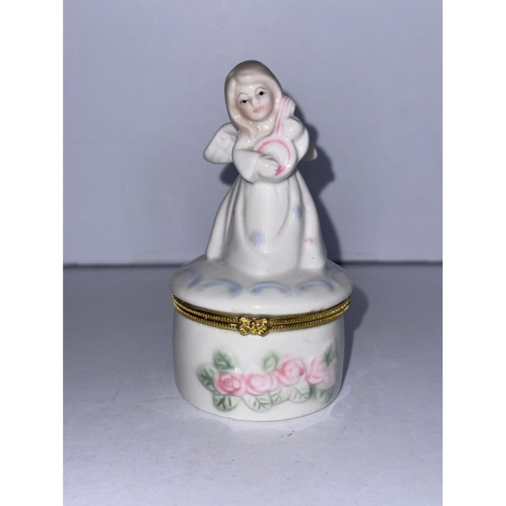 vintage porcelain angel trinket box